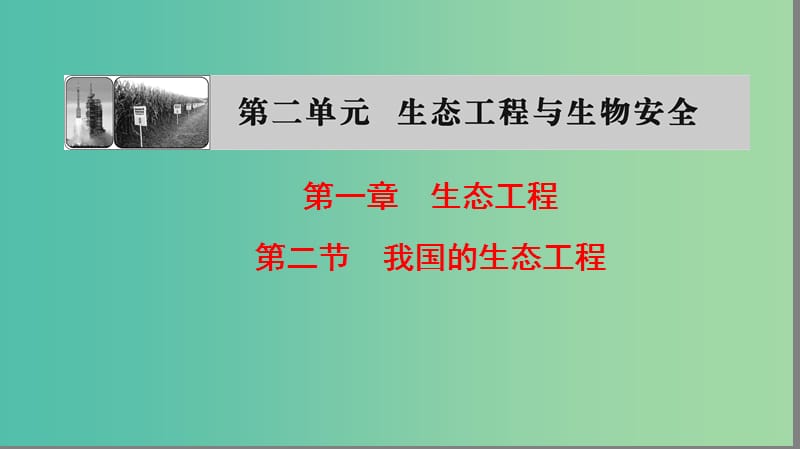 高中生物第二单元生态工程与生物安全第一章生态工程第2节我国的生态工程课件中图版.ppt_第1页
