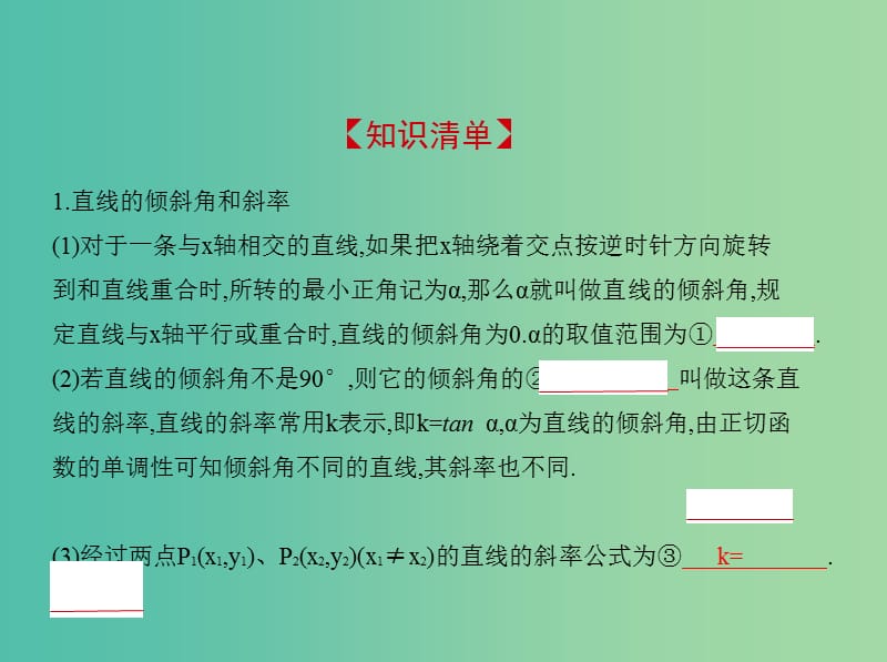 高考数学一轮复习第十四章平面解析几何初步14.1直线方程与两直线位置关系课件.ppt_第2页