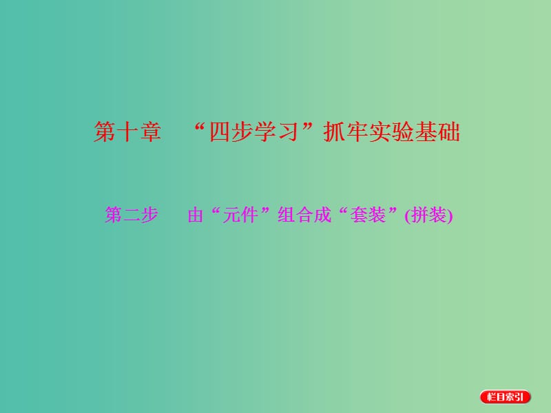 高考化学一轮复习 模块四 第十章“四步学习”抓牢实验基础 第二步 由“元件”组合成“套装”课件.ppt_第1页