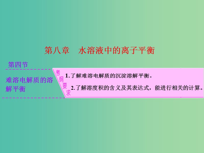 高考化学一轮复习 模块二 第八章 第四节 难溶电解质的溶解平衡课件.ppt_第1页