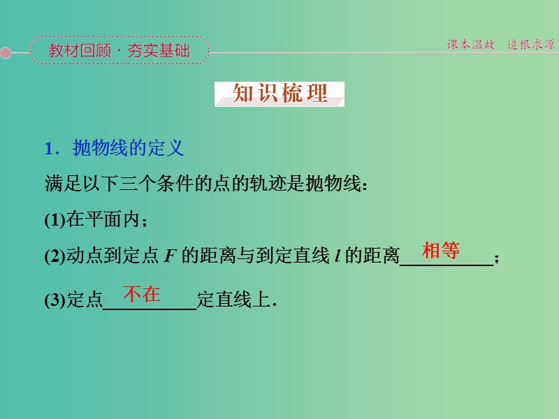 高考数学一轮复习 第八章 第7讲 抛物线课件 文.ppt_第2页