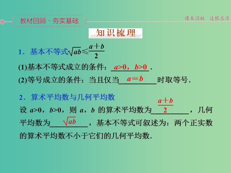 高考数学一轮复习 第六章 第3讲 基本不等式课件 文.ppt_第2页