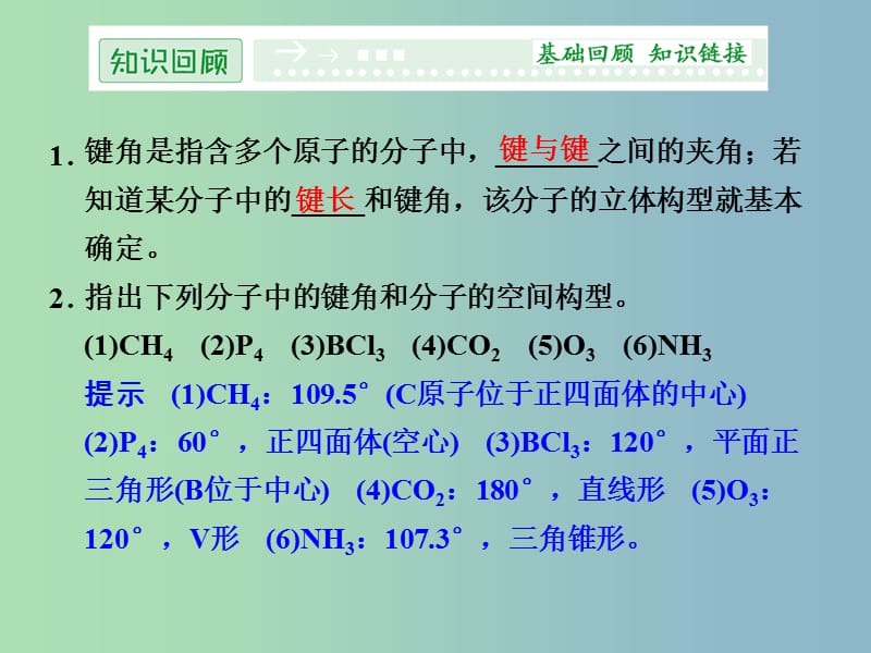 高中化学 2.2.1一些典型分子的空间型构课件 鲁科版选修3 .ppt_第3页