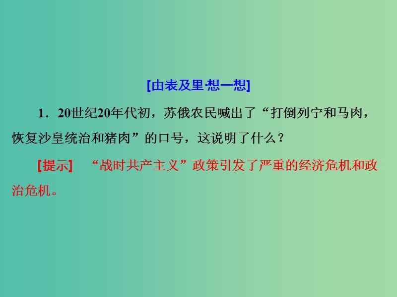 高考历史一轮复习 第三课时 从“战时共产主义”政策到新经济政策课件 新人教版必修2.ppt_第3页