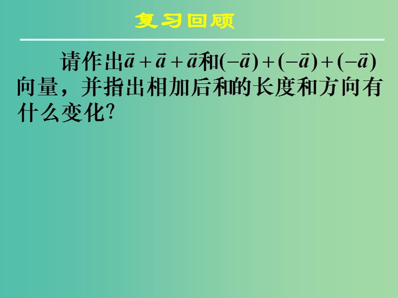 高中数学 第二章《平面向量》2.2.3向量数乘运算及其几何意义课件 新人教A版必修4.ppt_第2页