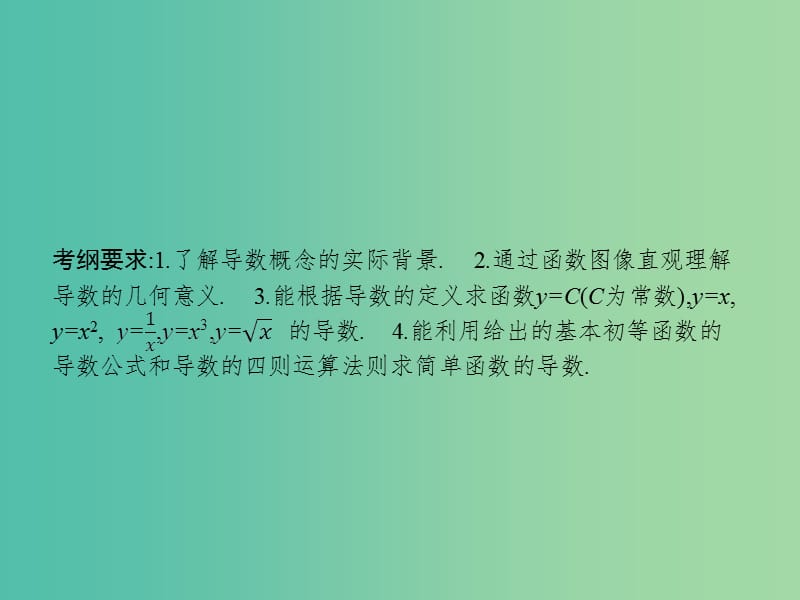 高考数学一轮复习 第三章 导数及其应用 3.1 导数的概念及运算课件 文 北师大版.ppt_第3页