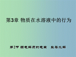 高中化學 3.2 弱電解質的電離 鹽類的水解同課異構課件 魯科版選修4.ppt