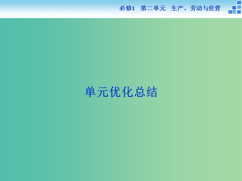 高考政治大一轮复习 第二单元 生产、劳动与经营单元优化总结课件 新人教版必修1.ppt_第1页