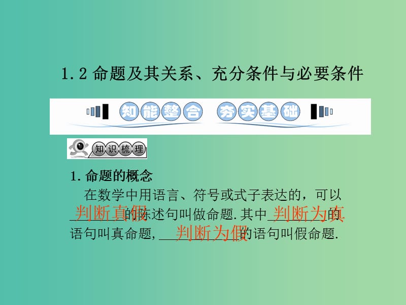 高考数学一轮复习 1.2命题及其关系、充分条件与必要条件课件 文 湘教版.ppt_第1页