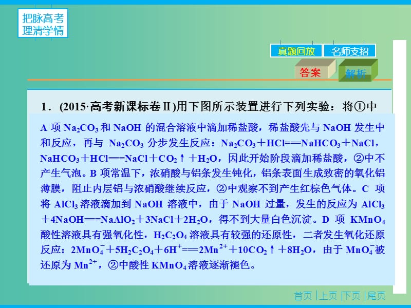 高三化学二轮复习 第1部分 专题13 探究性实验和综合实验课件.ppt_第3页