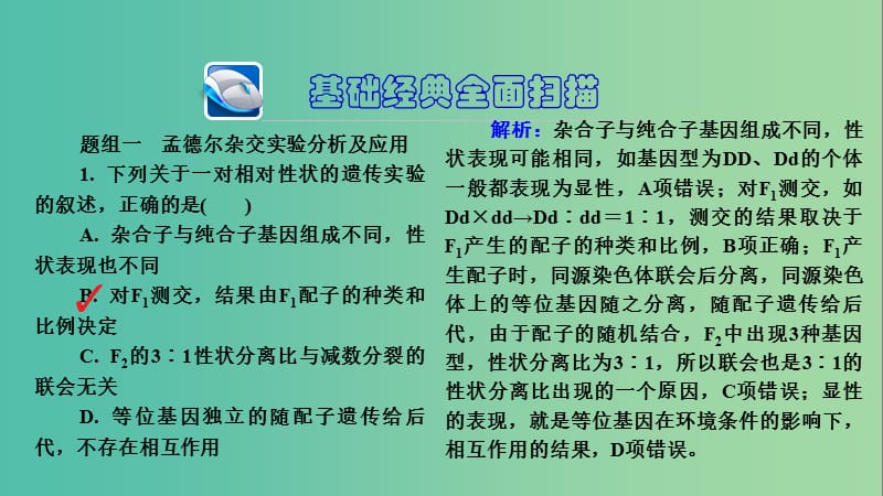 高三生物第一轮总复习 第一编 考点过关练 考点20 基因的分离定律课件.ppt_第3页