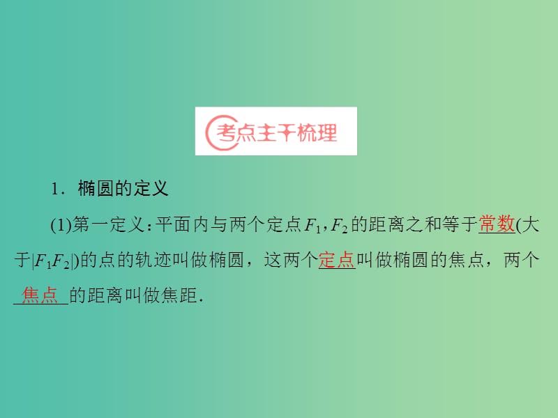 高考数学一轮复习 第8章 第5节 椭圆课件 理 苏教版.ppt_第3页