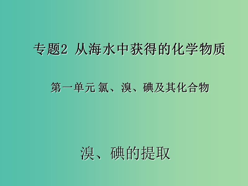 高中化学 2.1 溴、碘的提取课件 苏教版必修1.ppt_第1页