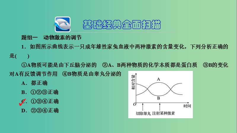 高三生物第一轮总复习 第一编 考点过关练 考点29 通过激素的调节课件.ppt_第3页