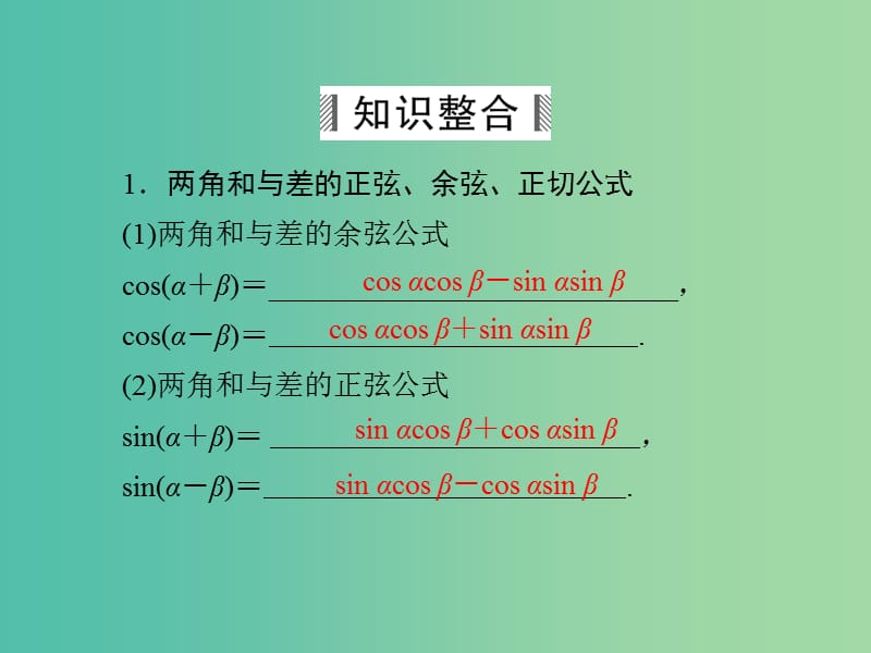 高考数学大一轮总复习 第3篇 第5节 三角恒等变换课件 理 新人教A版 .ppt_第3页