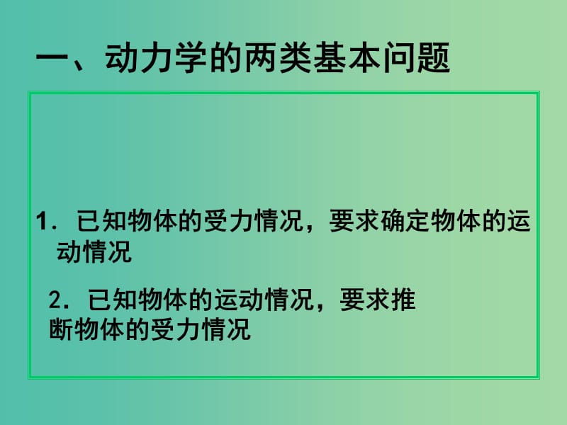 高中物理 《第四章 牛顿运动定律 第一节 牛顿运动定律的应用（一）课件 新人教版必修1.ppt_第2页