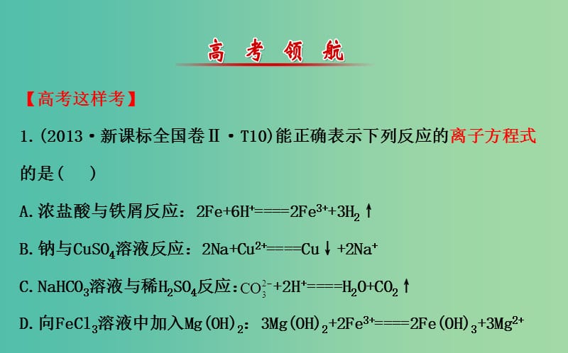 高三化学二轮复习 第一篇 专题通关攻略 专题一 基本概念 4 离子反应课件.ppt_第2页