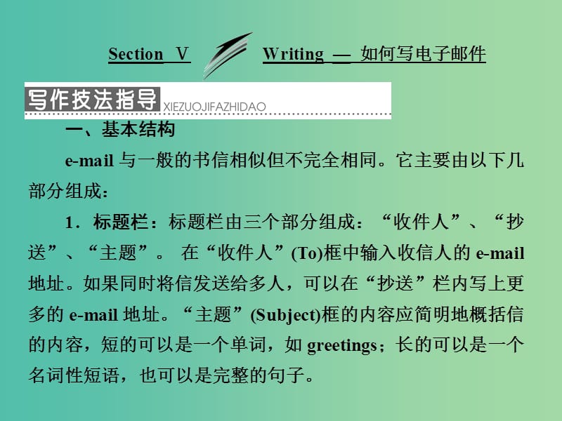 高中英语Module1SmallTalkSectionⅤWriting-如何写电子邮件课件外研版.ppt_第1页