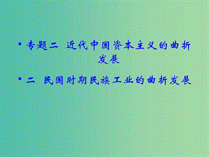 高中歷史專題二近代中國資本主義的曲折發(fā)展2民國年間民族工業(yè)的曲折發(fā)展課件人民版.ppt