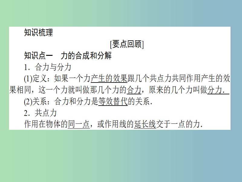 高三物理一轮总复习 第2章《相互作用》2 力的合成与分解课件 新人教版.ppt_第2页