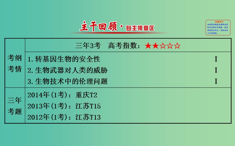 高考生物总复习 专题四 生物技术的安全性和伦理问题课件 新人教版选修3.ppt_第2页