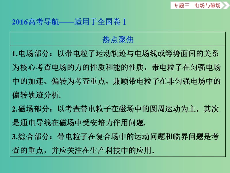 高三物理二轮复习 第一部分 专题三 电场与磁场 第1讲 电场、带电粒子在电场中的运动课件.ppt_第2页