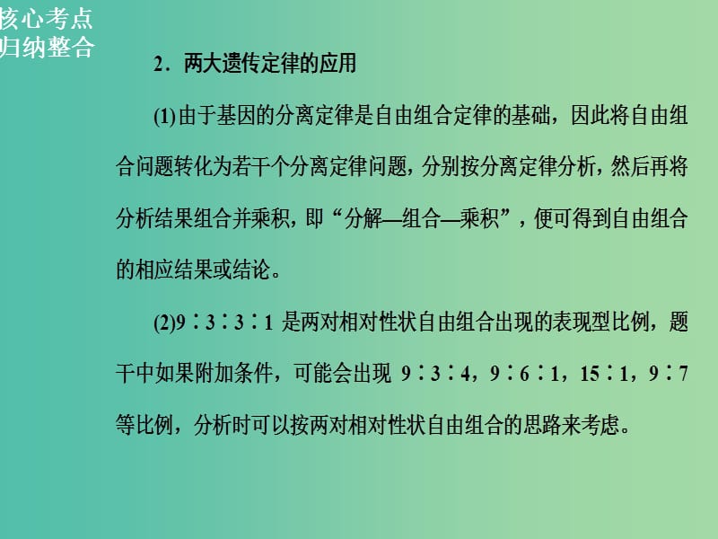 高三生物二轮复习 第一部分 知识落实篇 专题四 遗传、变异和进化 第2讲 遗传的基本规律和伴性遗传课件.ppt_第3页