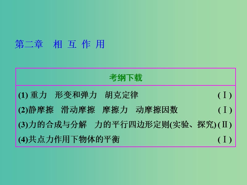 高考物理总复习 第二章 第1节 弹力 摩擦力课件.ppt_第1页