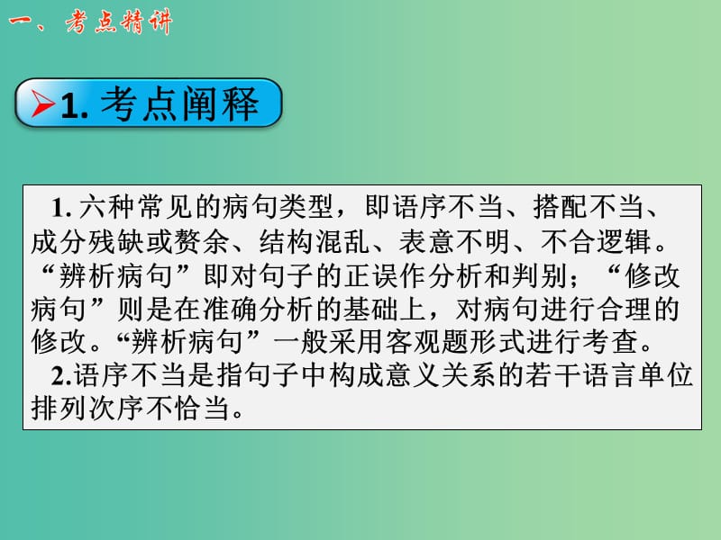 高考语文第一轮复习 语言文字运用辨析并修改病句（一）课件.ppt_第2页