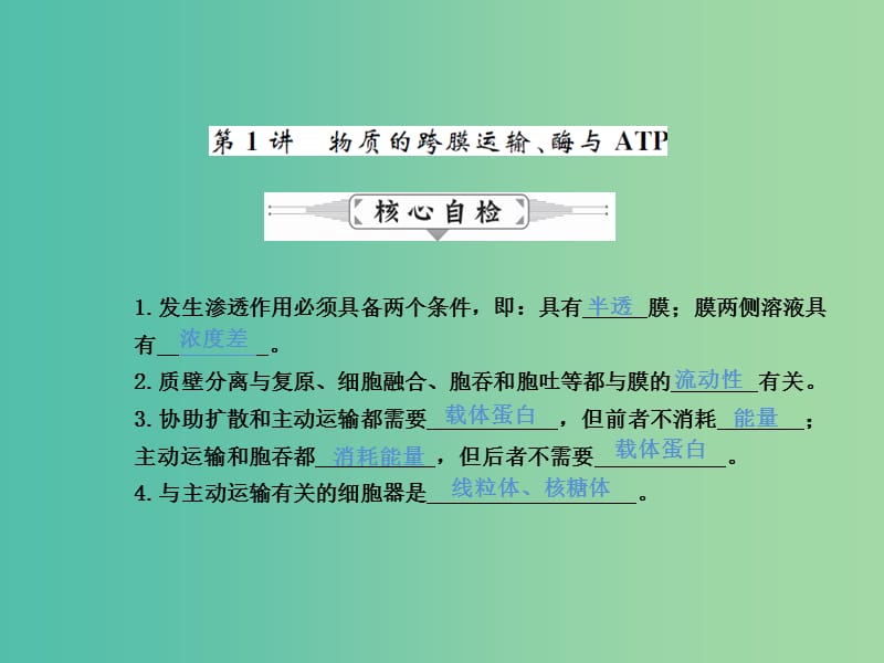 高三生物二轮复习 专题精讲二 细胞的代谢 第1讲 物质的跨膜运输、酶与ATP课件.ppt_第3页