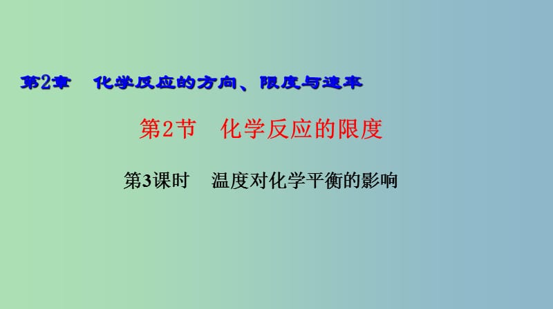 高中化学第2章化学反应的方向限度与速率2.2化学反应的限度第3课时温度对化学平衡的影响课件鲁科版.ppt_第1页