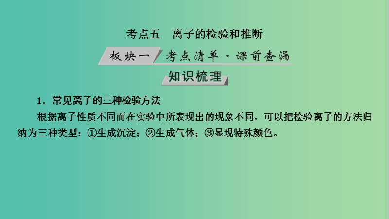 高考化学大一轮复习第5讲离子反应考点5离子的检验和推断优盐件.ppt_第3页