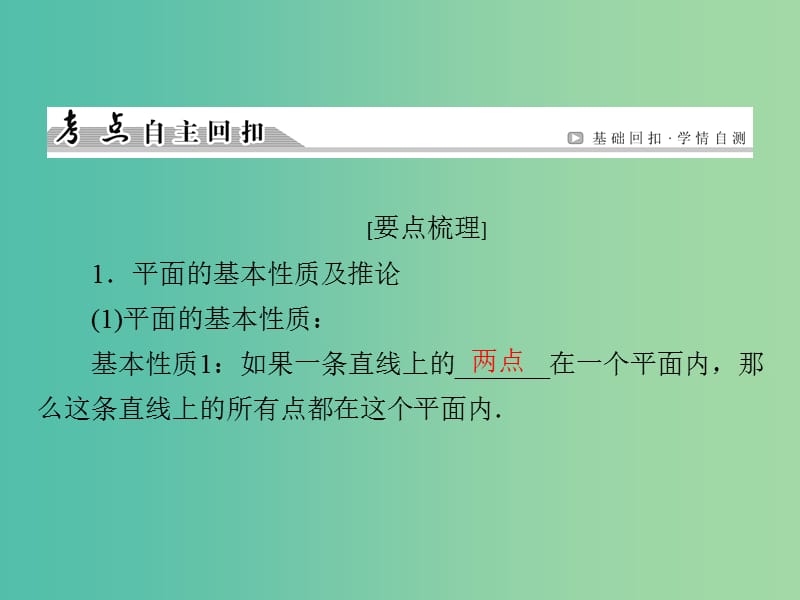 高考数学一轮总复习 第七章 第3节 空间点、直线、平面之间的位置关系课件.ppt_第3页