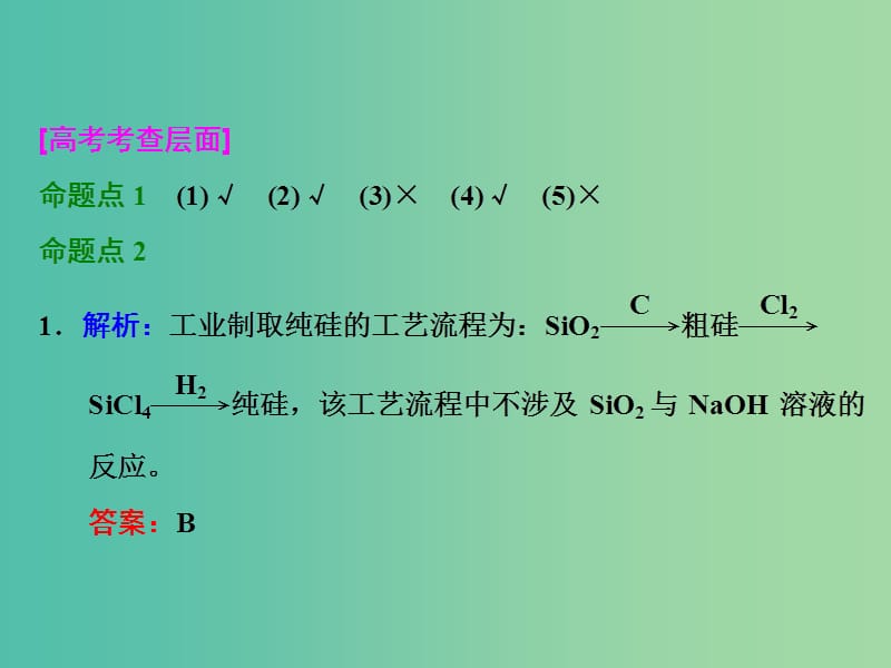 高考化学一轮复习 第一节 碳、硅及无机非金属材料习题讲解课件.ppt_第3页