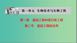 高中生物第一單元生物技術(shù)與生物工程第一章基因工程和蛋白質(zhì)工程第2節(jié)基因工程的應(yīng)用課件中圖版.ppt