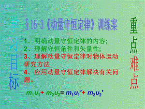 高中物理 16.3 動量守恒定律訓(xùn)練案（一）課件 新人教版選修3-5.ppt