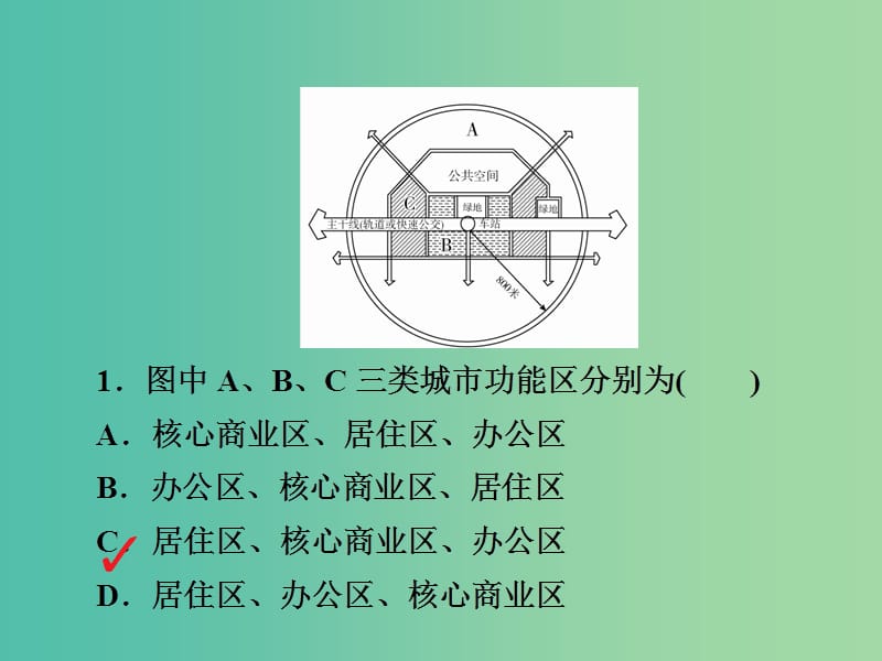 高考地理二轮复习第一篇专题与热点专题二人文地理事象及其发展第2讲城市与交通习题课件.ppt_第3页