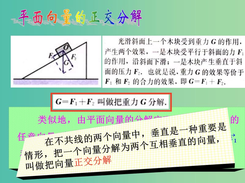 高中数学 2.3《平面向量的基本定理及坐标表示》课件 新人教A版 .ppt_第2页