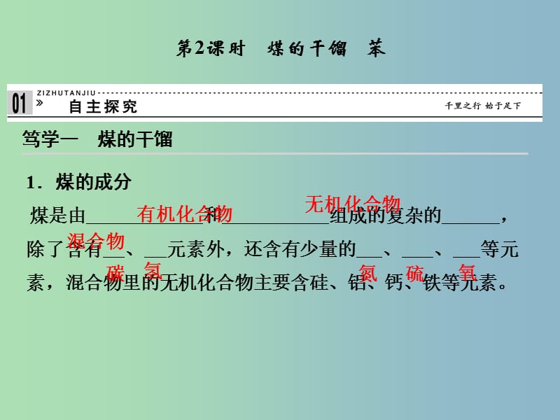 高中化学 3-2-2 煤的干馏　苯课件 鲁科版必修2.ppt_第1页