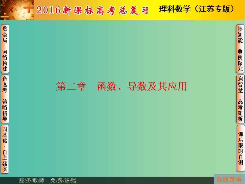 高考数学总复习 第2章 第1节 函数 导数及其应用课件 理（新版）苏教版必修1.ppt_第1页