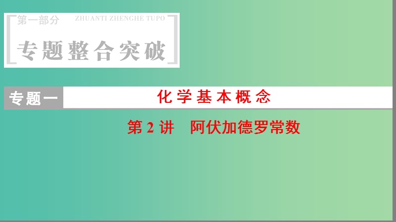 高考化学二轮复习专题1化学基本概念第2讲阿伏加德罗常数课件.ppt_第1页