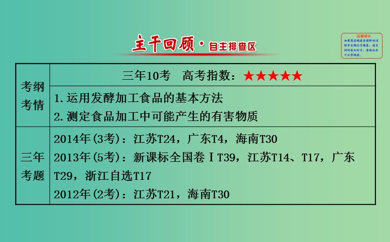 高考生物总复习 专题一 生物技术在食品加工方面的应用课件 新人教版选修1 .ppt_第2页