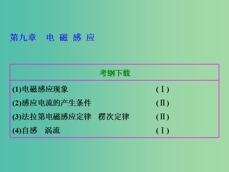 高考物理总复习 第九章 第1节 电磁感应现象 楞次定律课件.ppt_第1页