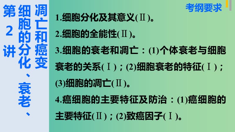 高三生物第二轮复习 专题三 第2讲 细胞的分化、衰老、凋亡和癌变课件 新人教版.ppt_第2页