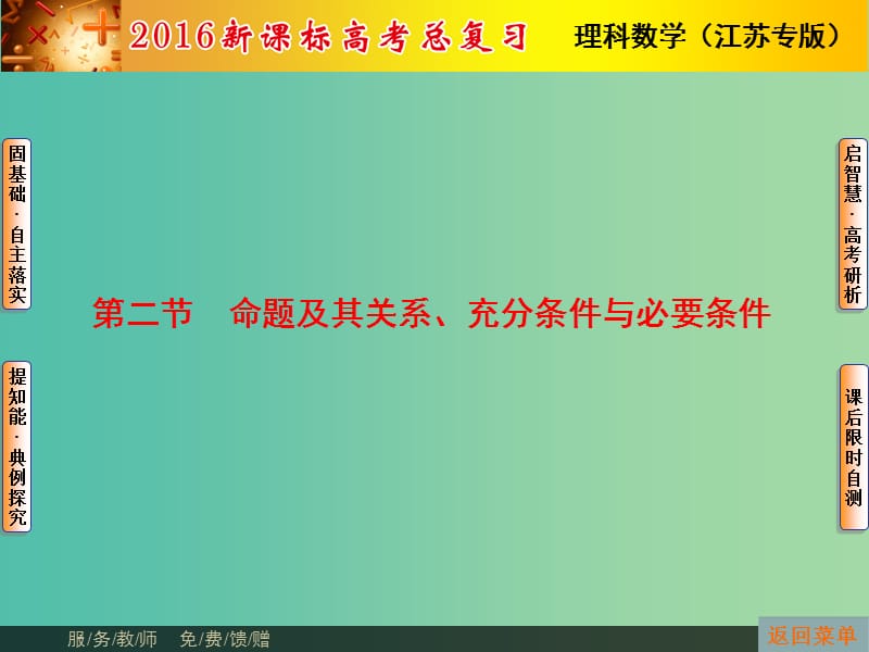 高考数学总复习 第1章 第2节 命题及其关系课件 理（新版）苏教版必修1.ppt_第1页