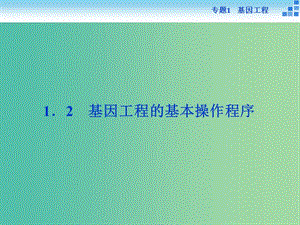 高中生物 專題1.2 基因工程的基本操作程序課件 新人教版選修3.ppt