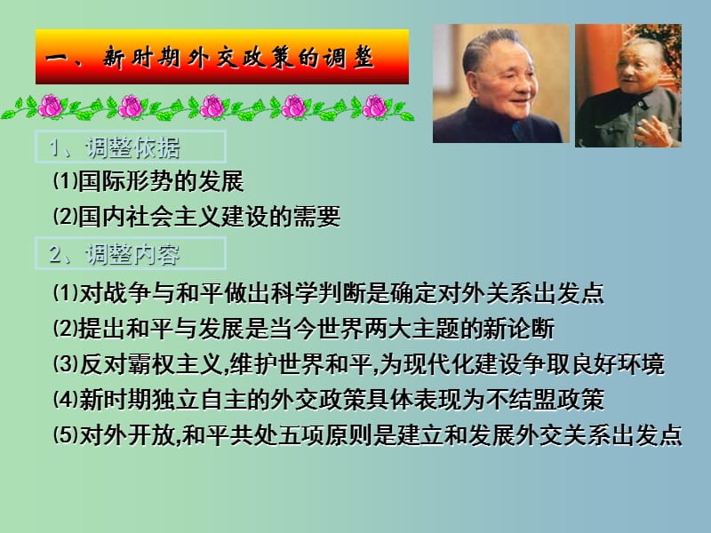 高中历史 专题5 三 新时期的外交政策与成就课件2 人民版必修1.ppt_第2页