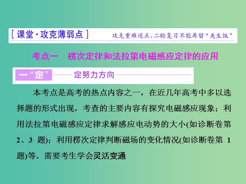 高考物理二轮复习专题四电路与电磁感应第二讲楞次定律法拉第电磁感应定律课件.ppt_第3页