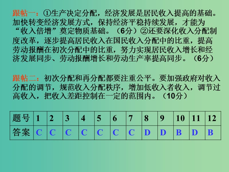 高考政治 第三单元 收入与分配单元梳理课件 新人教版必修1.ppt_第1页