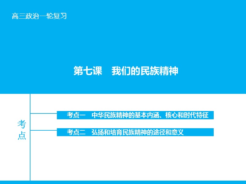 高考政治大一轮复习 第十一单元 第七课 我们的民族精神课件 新人教版.ppt_第1页